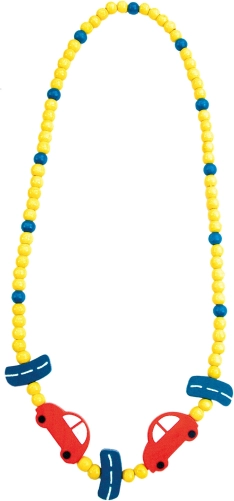 Collier en bois avec petites voitures 23 cm (6 pcs)