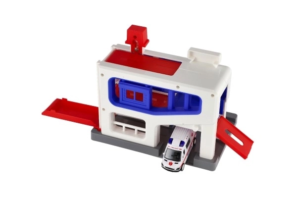 Parking Garage with Ambulance Car Toy Set