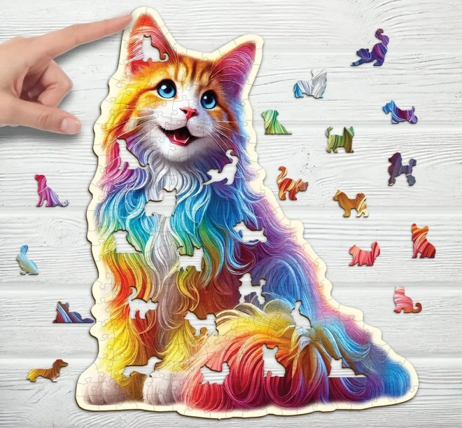 Drevené puzzle Farebná mačka 250 dielikov