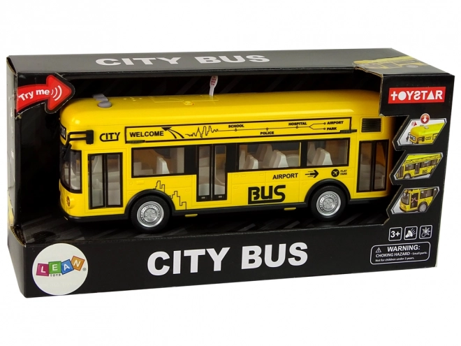 Yellow City Bus Toy with Friction Drive