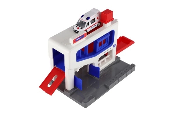 Parking Garage with Ambulance Car Toy Set