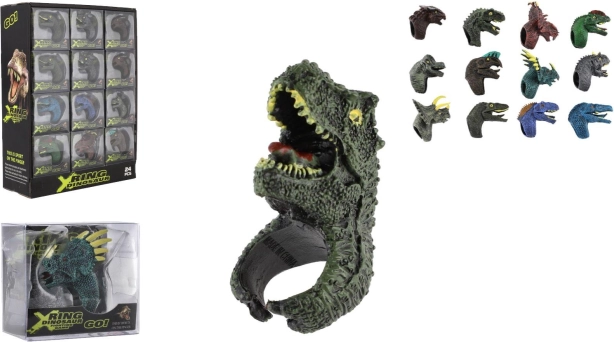 Adjustable children's dinosaur ring, plastic, 2 × 4 cm (assorted designs)