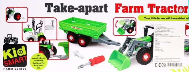 Buildable Tractor with Trailer for Children 3+ Screwdriver Set with Bulldozer