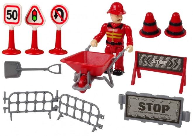 Fire Station Play Set with Crane and Traffic Signs