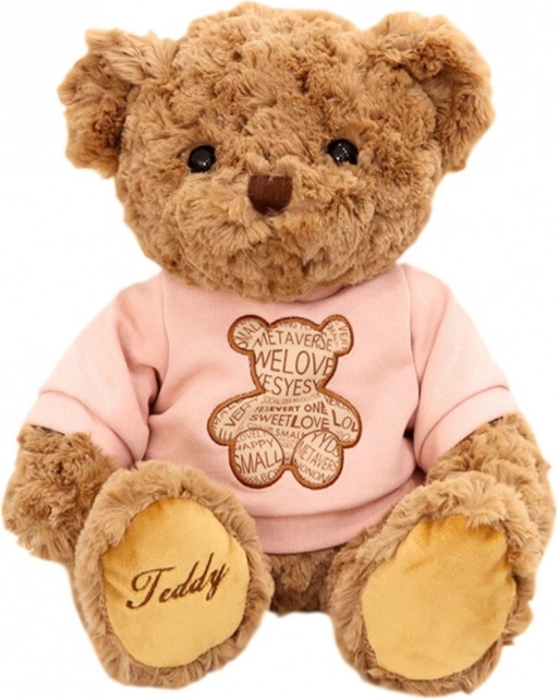 Plush Bear in Pink Shirt Brown 30cm