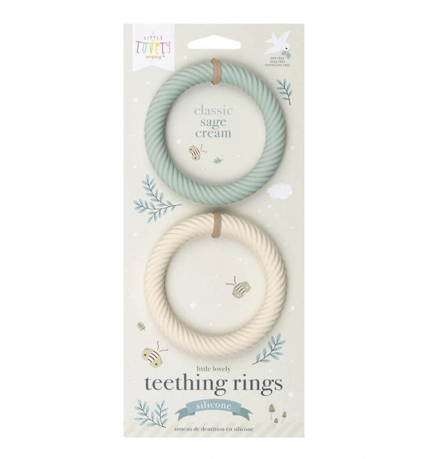 Silicone Teething Rings for Babies - Mint Cream 2 Pack