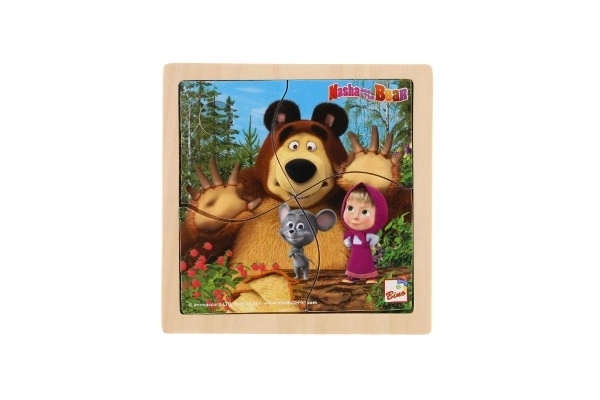 Masha and the Bear Wooden Puzzle with Mouse Toy