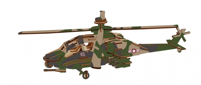 3D Puzzle Wooden Apache Combat Helicopter