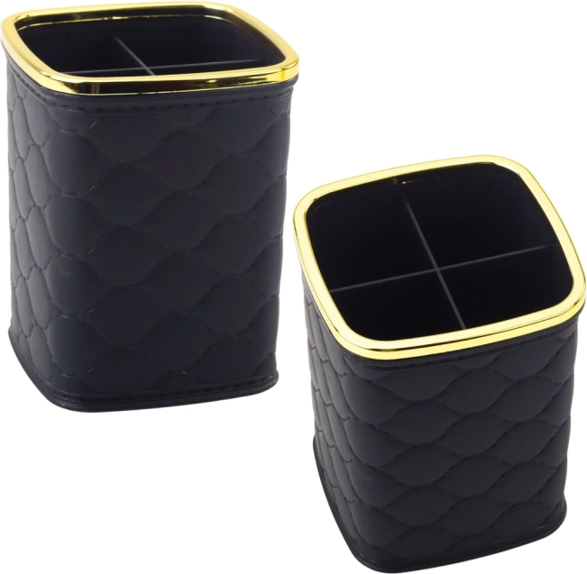 Brush Organizer with Four Compartments Black
