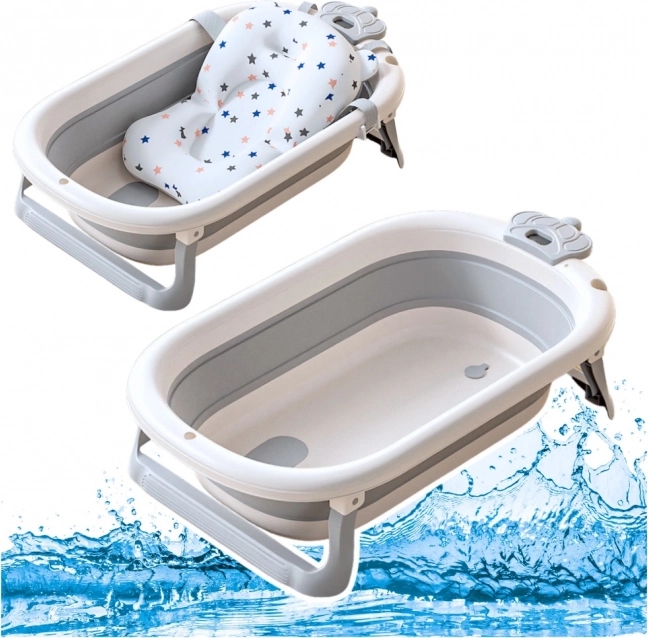Faltbare Babywanne mit Matratze und Thermometer grau