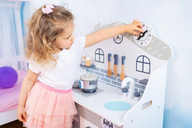 Wooden Play Kitchen with Light and Accessories