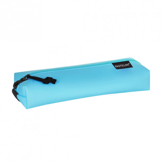 Blue pastelini wide pencil case with elastic