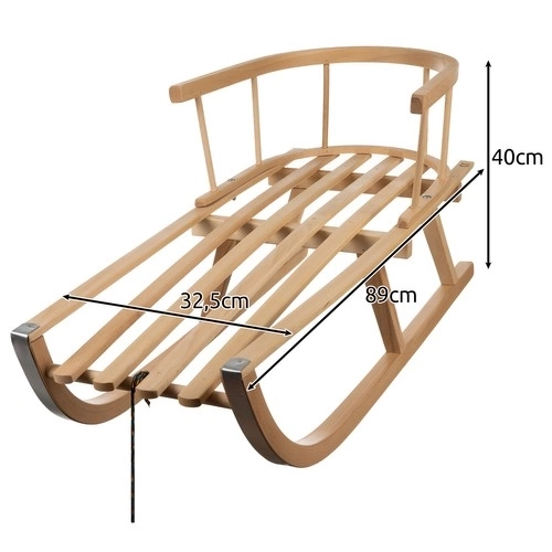 Wooden Sledge with Backrest