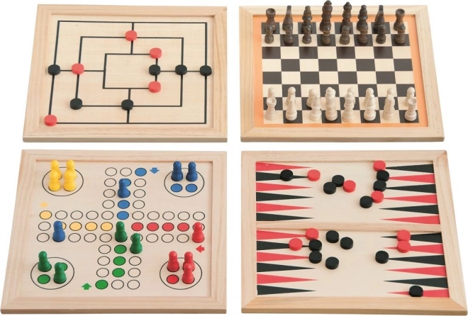 Set of Games in a Wooden Box