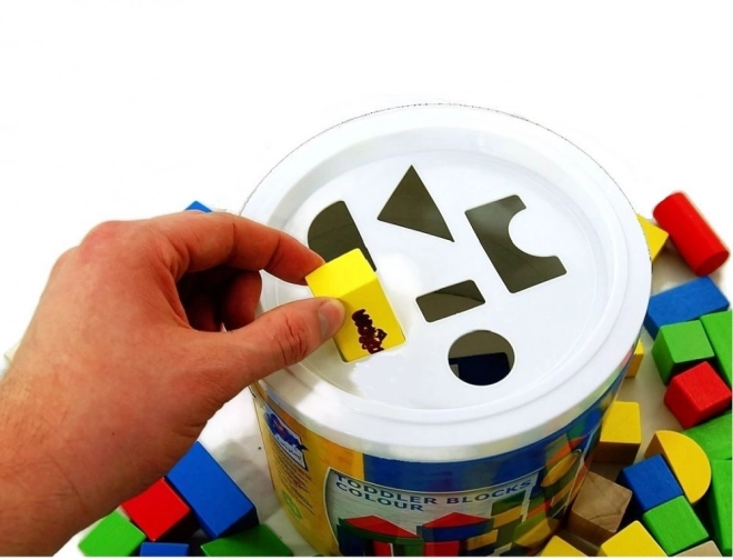 Wooden Building Blocks Bucket Set