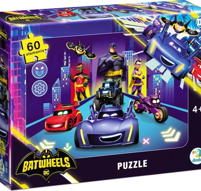 Puzzel DODO Batwheels: Nachtelijke Ritten 60 Stukken
