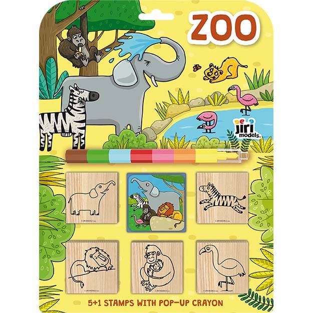 Zoo Stamps Set with Crayon