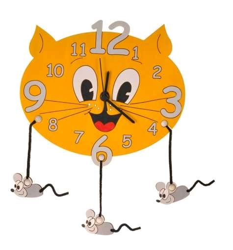 DoDo children's wooden cat clock with mice