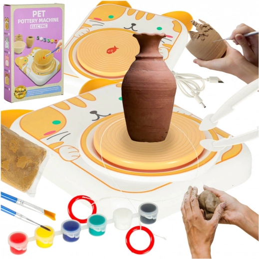 Kreativset Töpferscheibe für Kinder mit Katzenmotiv