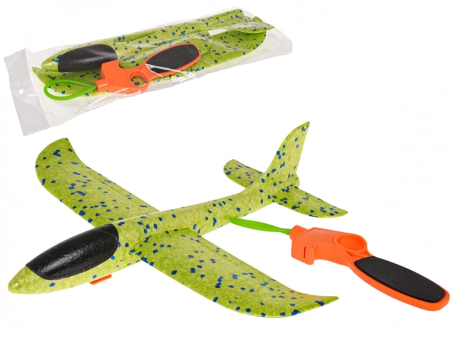 Foam Airplane with Hand Launcher Green