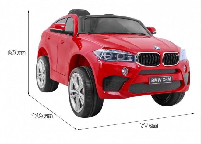Mașină electrică pentru copii BMW X6M vopsită + telecomandă + EVA + pornire lentă + audio + LED – Červené