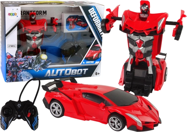 Transformacijski avto-robot na daljinsko upravljanje, rdeč