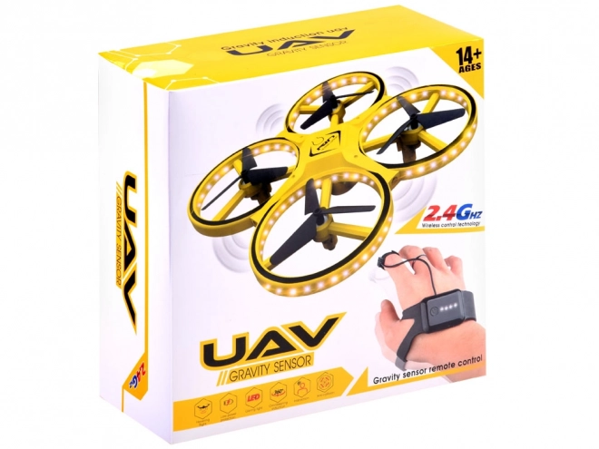 Hand Gesture Drone with LED Lights – Yellow