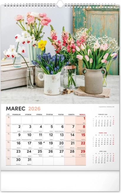 Wall Calendar Flowers 2026