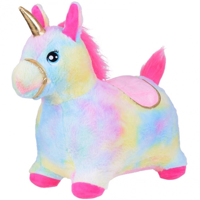 Inflatable Rainbow Unicorn Bouncer with Plush Cover and Pump