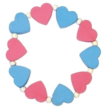 Children's Bracelet with Pink and Blue Hearts