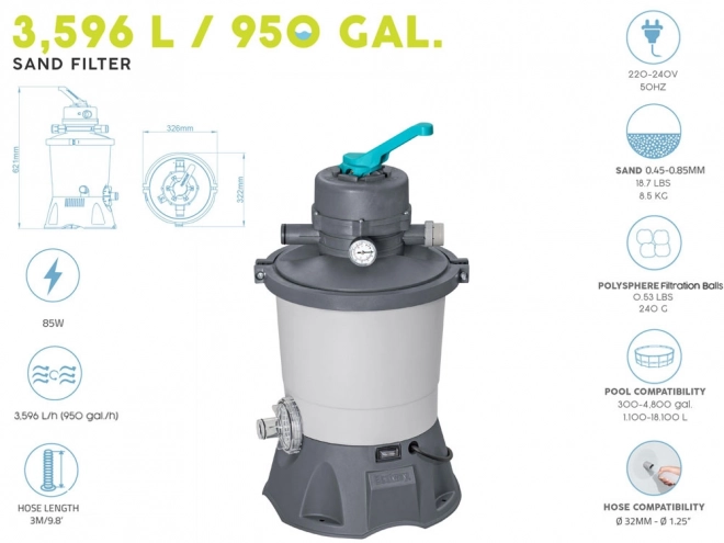 Pompe de filtration à sable Bestway 3596 l/h pour piscines