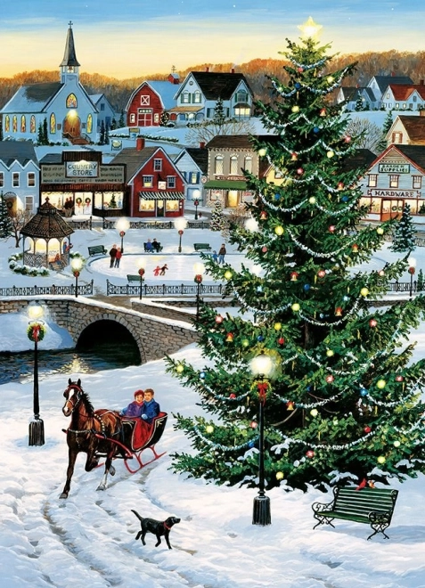 Puzzel Kerstboom op het Dorp 1000 Stukken
