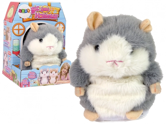 Interactive Talking Gray Plush Hamster Toy