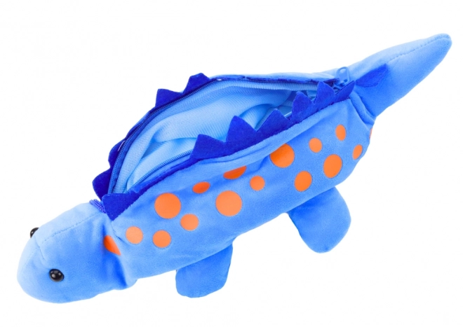 Plush Dinosaur Pencil Case with Hanger - Blue