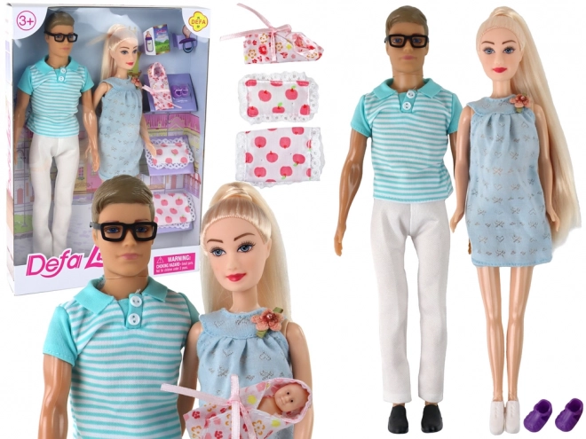 Family Doll Boy Girl Blonde Hair Pregnancy