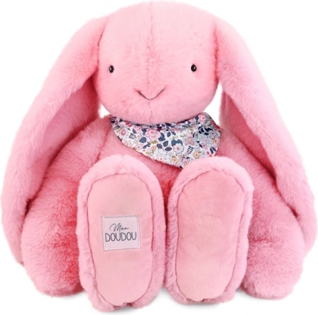 Doudou plush rabbit with pink scarf