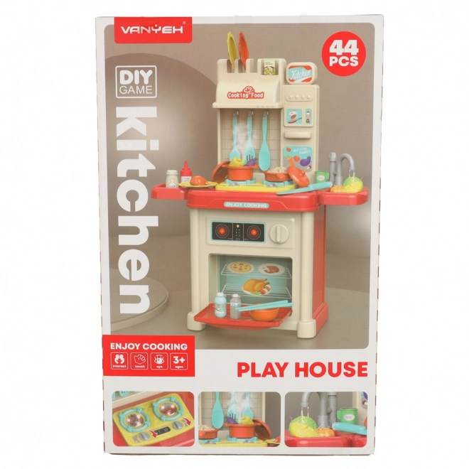 Plastic kitchen set for children with lights and accessories