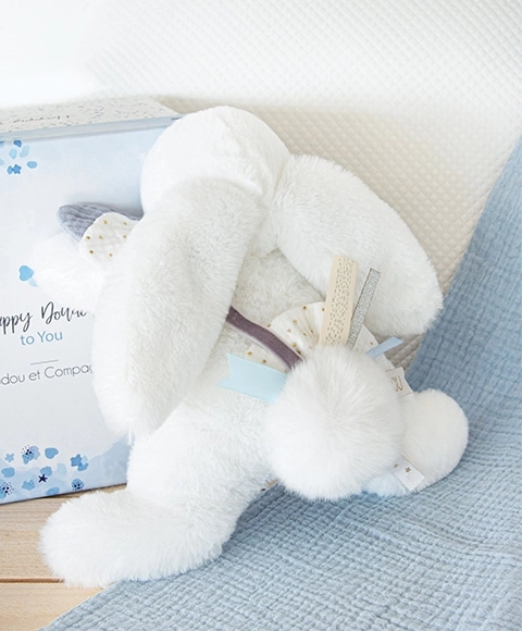 Doudou Gift Set - Plush Rabbit with White Pom-Pom