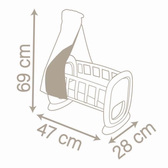 Cradle with Canopy for Dolls Baby Nurse