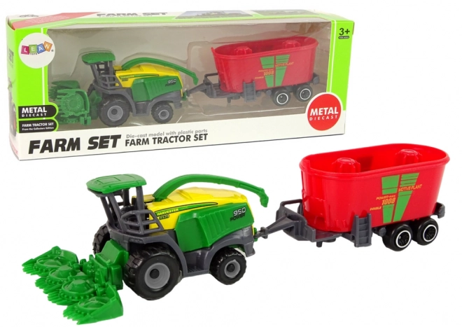 Harvesting Toy Tractor with Trailer