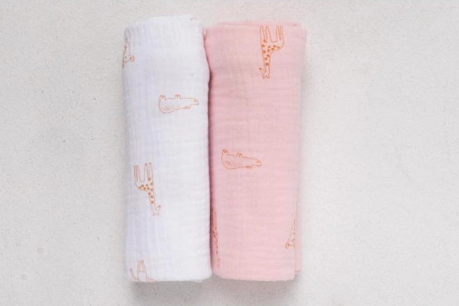 Bubaba organic muslin cloth diapers 2 pcs pink and white