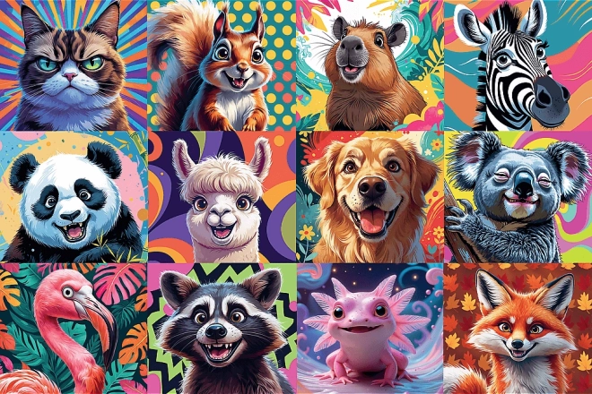 Puzzle Ritratti di Animali Allegri 300 Pezzi