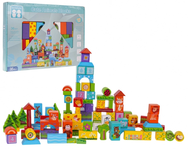 Wooden Animal-Themed Building Blocks Set