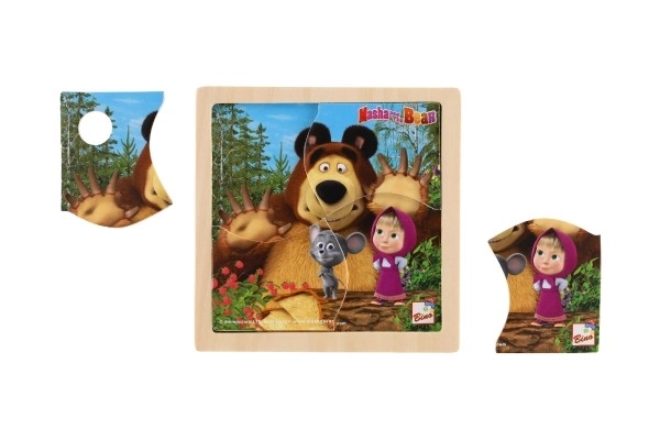 Masha and the Bear Wooden Puzzle with Mouse Toy