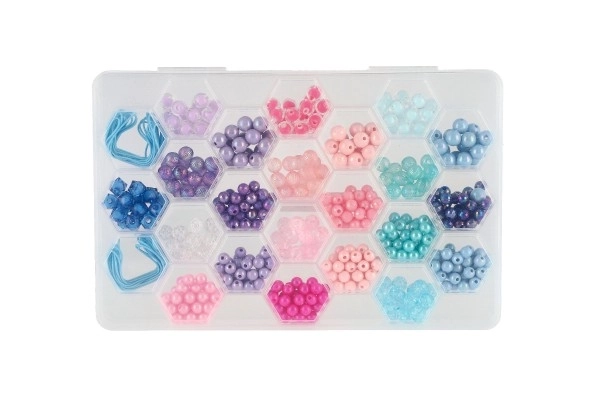 Colorful Beads with String in Plastic Box