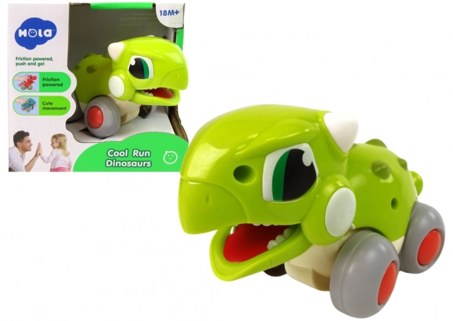 Green Dinosaur On Wheels Figurine