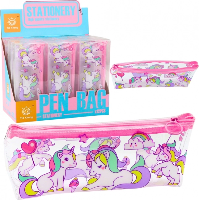 School Transparent Unicorn Pencil Case