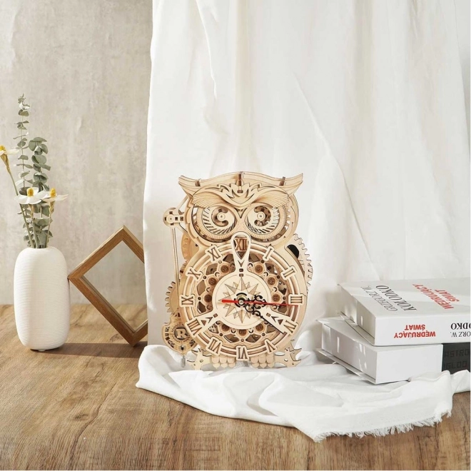 Robotime Rokr 3D Wooden Puzzle Owl Desk Clock with Timer