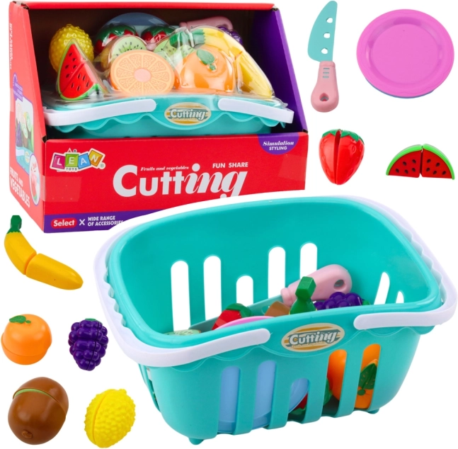 Obstschneideset mit Klettverschluss, Tellern und Korb für Kinder