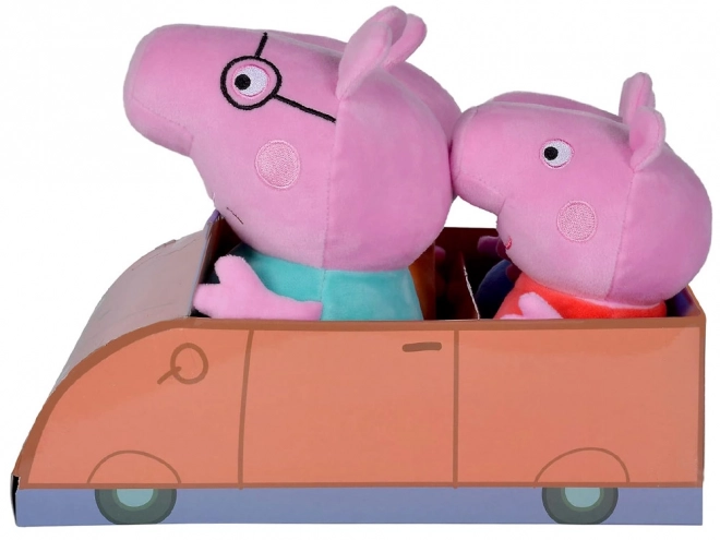 Simba Peppa Pig Family Plush Toy Set with Car